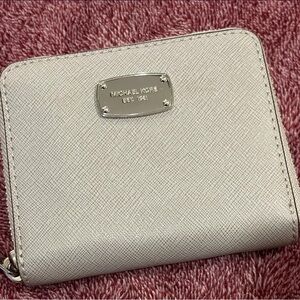 Michael Kors Beige Wallet with Silver Accents